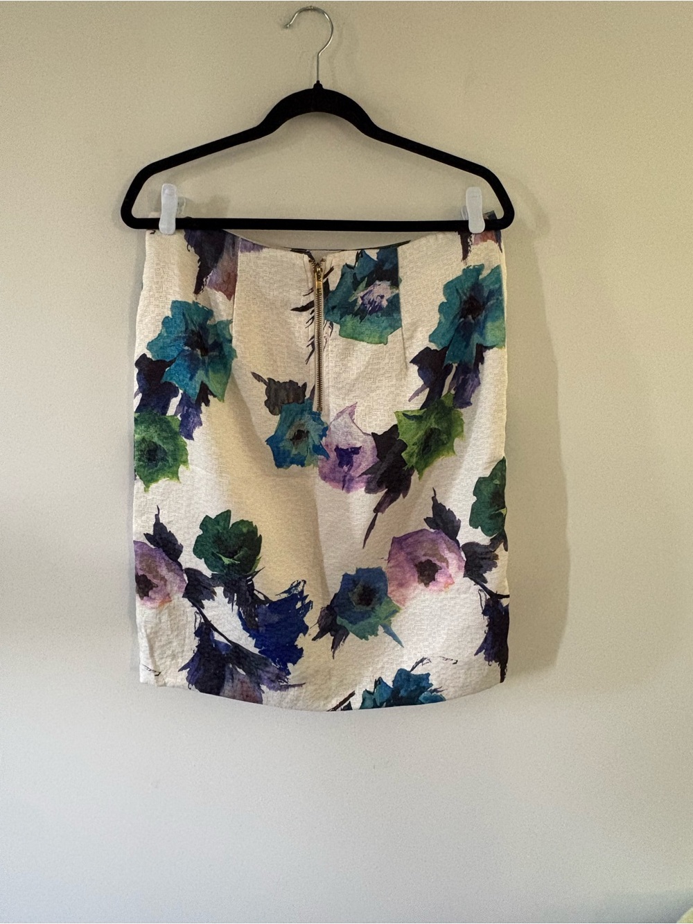 Philosophy Cream Pencil Skirt with Teal, Blue and Purple Floral Print - Picture 5 of 5